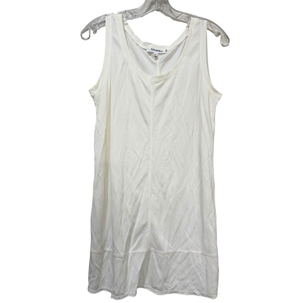 Iceberg White Viscose Tank Top Tunic Made in Italy Size 44 Medium B16